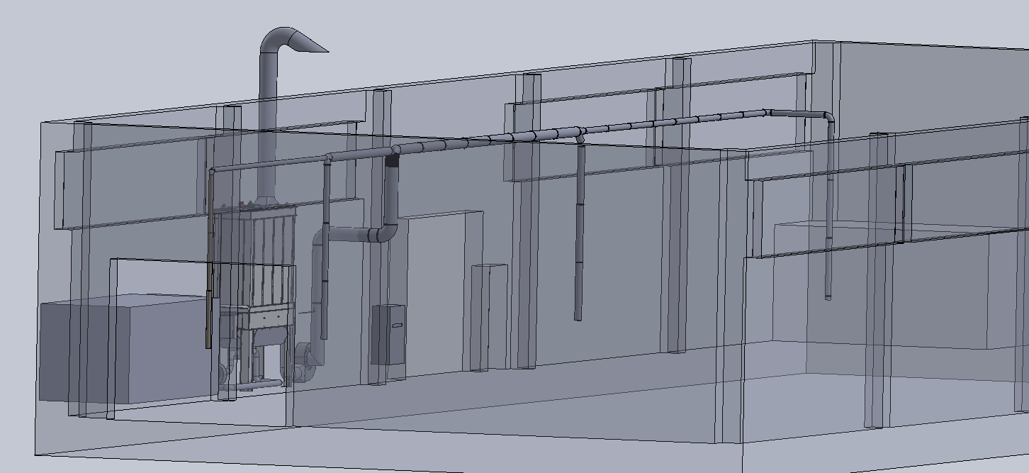 Progettazione 3D di un impianto di aspirazione industriale in SolidWorks